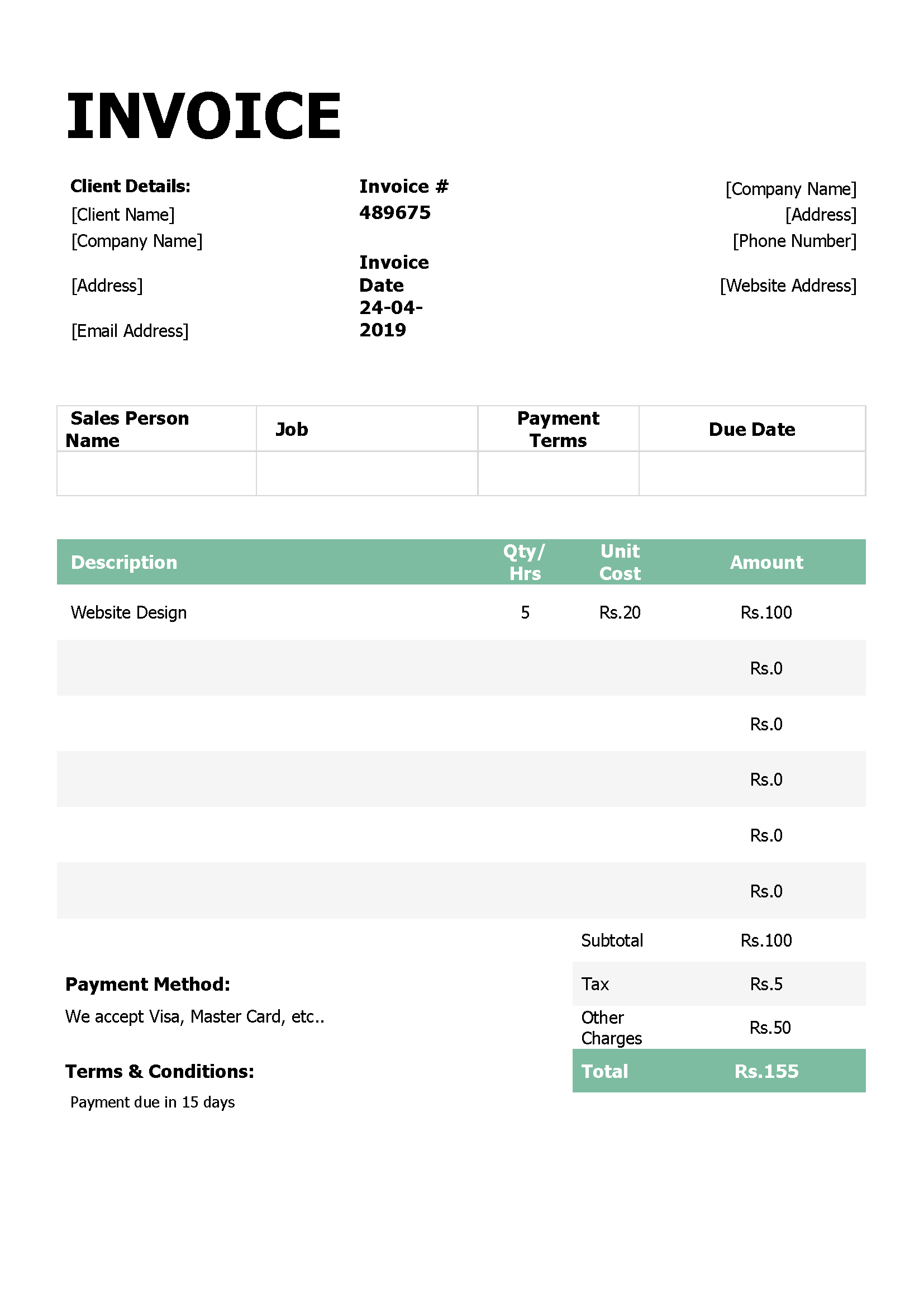 It Services Invoice Template
